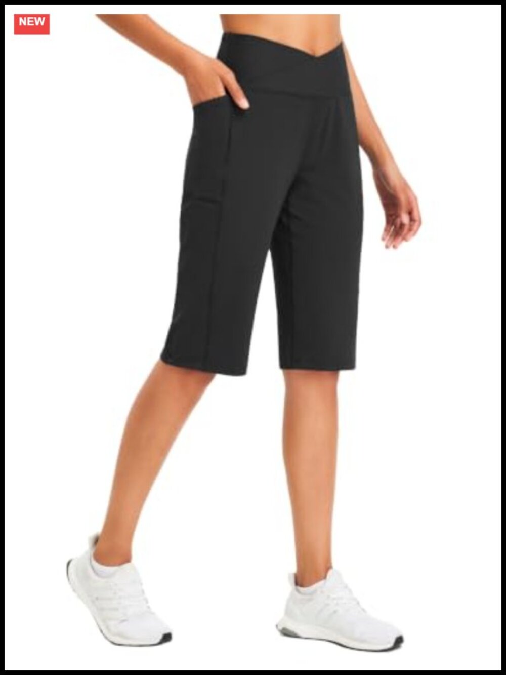Women's Bermuda Long Shorts 14" Knee Length High Waisted Athletic Shorts with